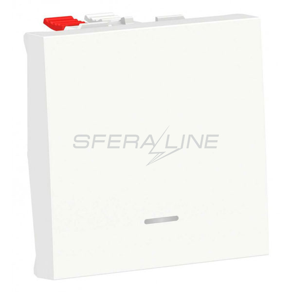 Перемикач 1-клавішний з нейтраллю 10А, 2 модулі, білий, Unica New, Schneider Electric
